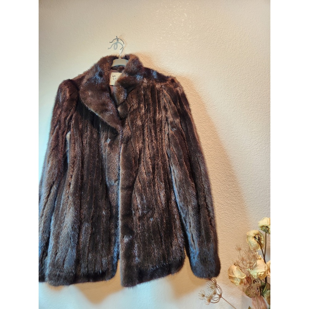 Vintage 60s Tarlow's San Jose‎ Genuine Mink Fur Jacket Brown Short Coat S/M